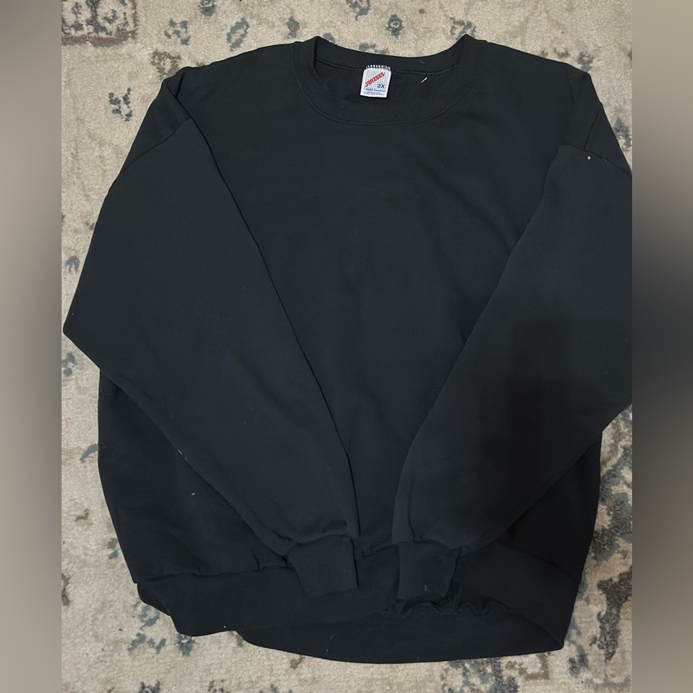 Jerzees Black Crewneck Sweater Classic Knit
